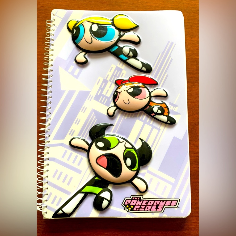 Vintage Powerpuff Girls notebook diary 3D characters Blossom Buttercup Bubbles